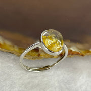 Above Average Grade Natural Yellow Super 7 Crystal in 925 Sliver Ring (Adjustable Size) 天然黄级七水晶 925 银戒指（可调节尺寸) 1.93g 9.4 by 7.7 by 5.2mm - Huangs Jadeite and Jewelry Pte Ltd