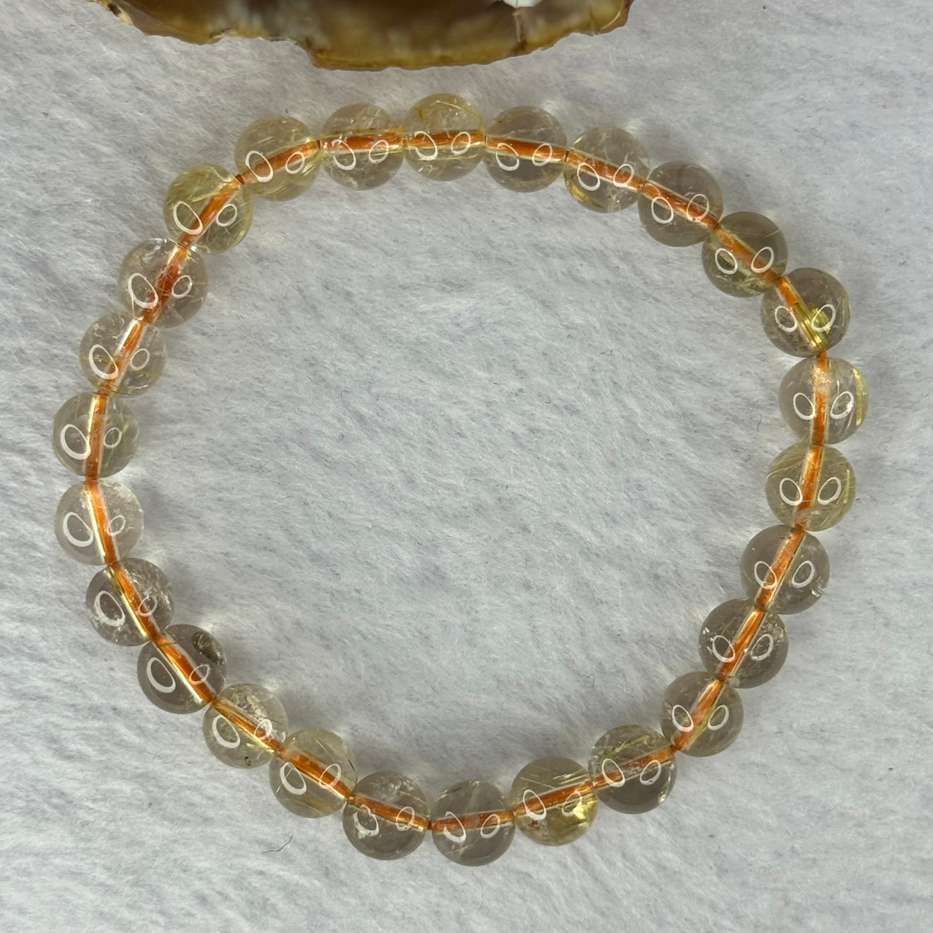 Natural Golden Rutilated Quartz Beads 天然金发水晶手链 13.06g 7.5cm 7.4mm 26 Beads - Huangs Jadeite and Jewelry Pte Ltd