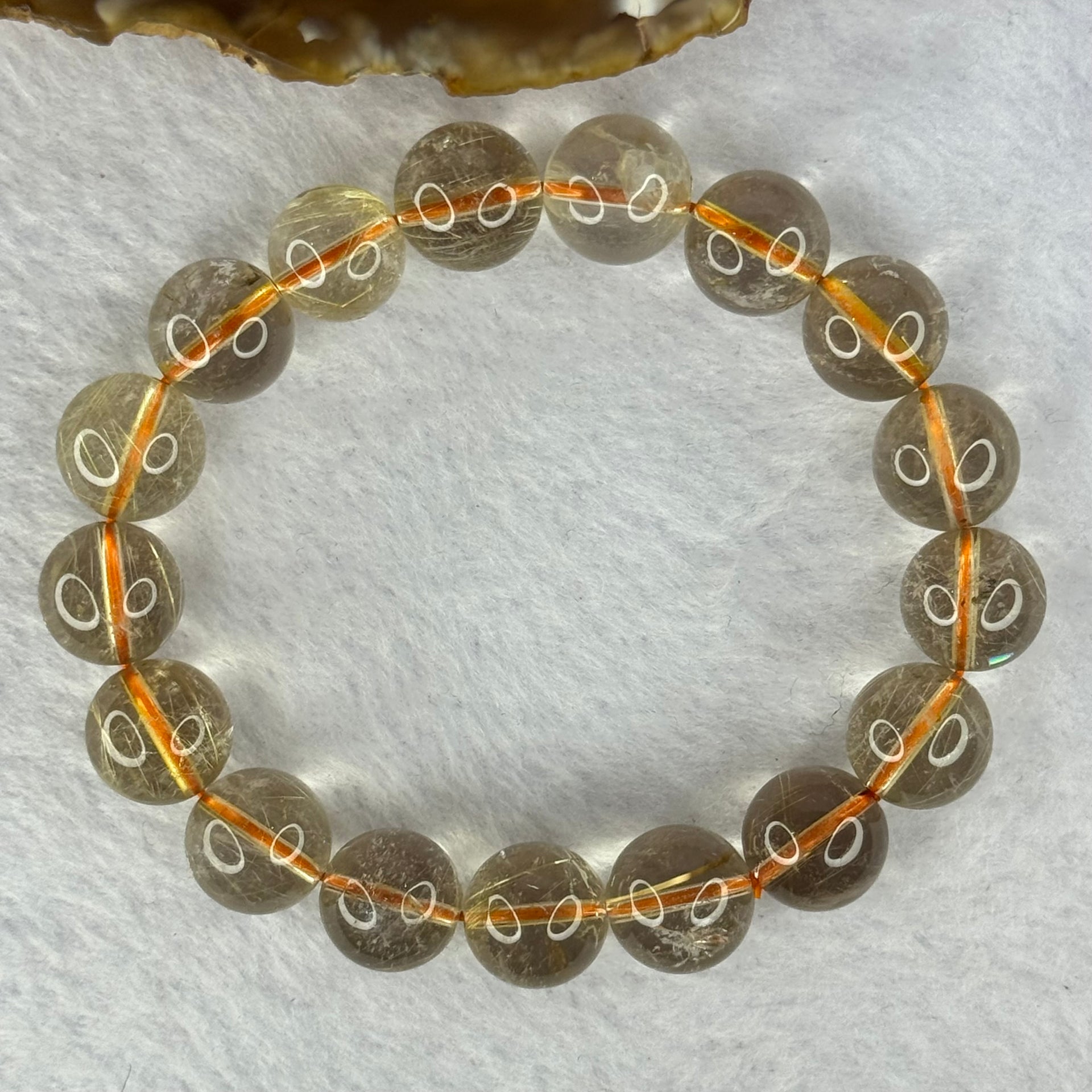 Natural Golden Rutilated Quartz Beads 天然金发水晶手链 41.98g 18cm 12.3mm 17 Beads - Huangs Jadeite and Jewelry Pte Ltd