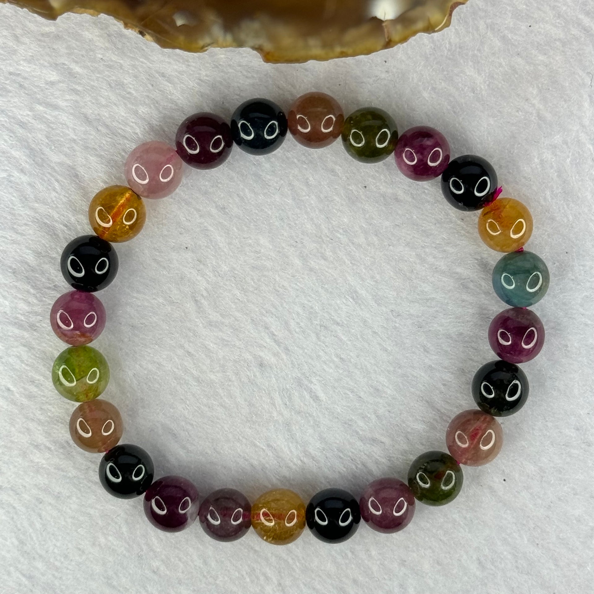 Good Grade Natural Tourmaline Beads Bracelet 好的天然碧玺珠手链 17.49g 15.5cm 7.9mm 24 Beads - Huangs Jadeite and Jewelry Pte Ltd