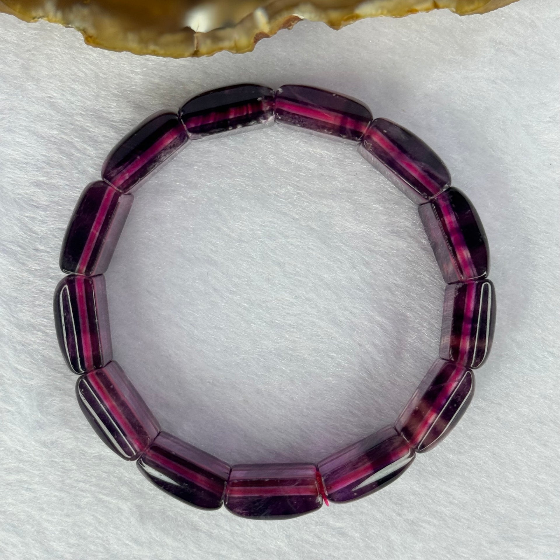 Natural Dark Purple Fluorite Bracelet 42.21g 16cm 14.7 by 12.7 by 7.7mm 13 pcs - Huangs Jadeite and Jewelry Pte Ltd