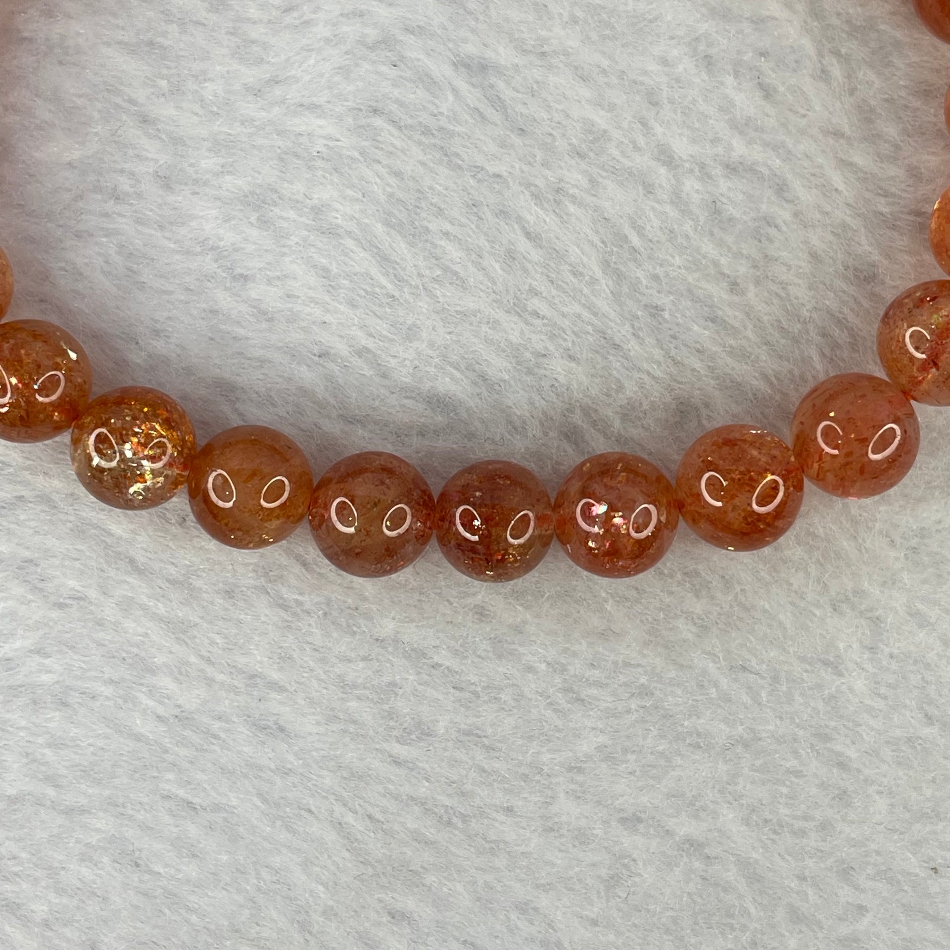 Good Grade Natural Sunstone, Heliolite and Aventurine Feldapar Beads Bracelet 天然金太阳日光石珠手链 14.99g 15cm 8.0mm 24 Beads - Huangs Jadeite and Jewelry Pte Ltd