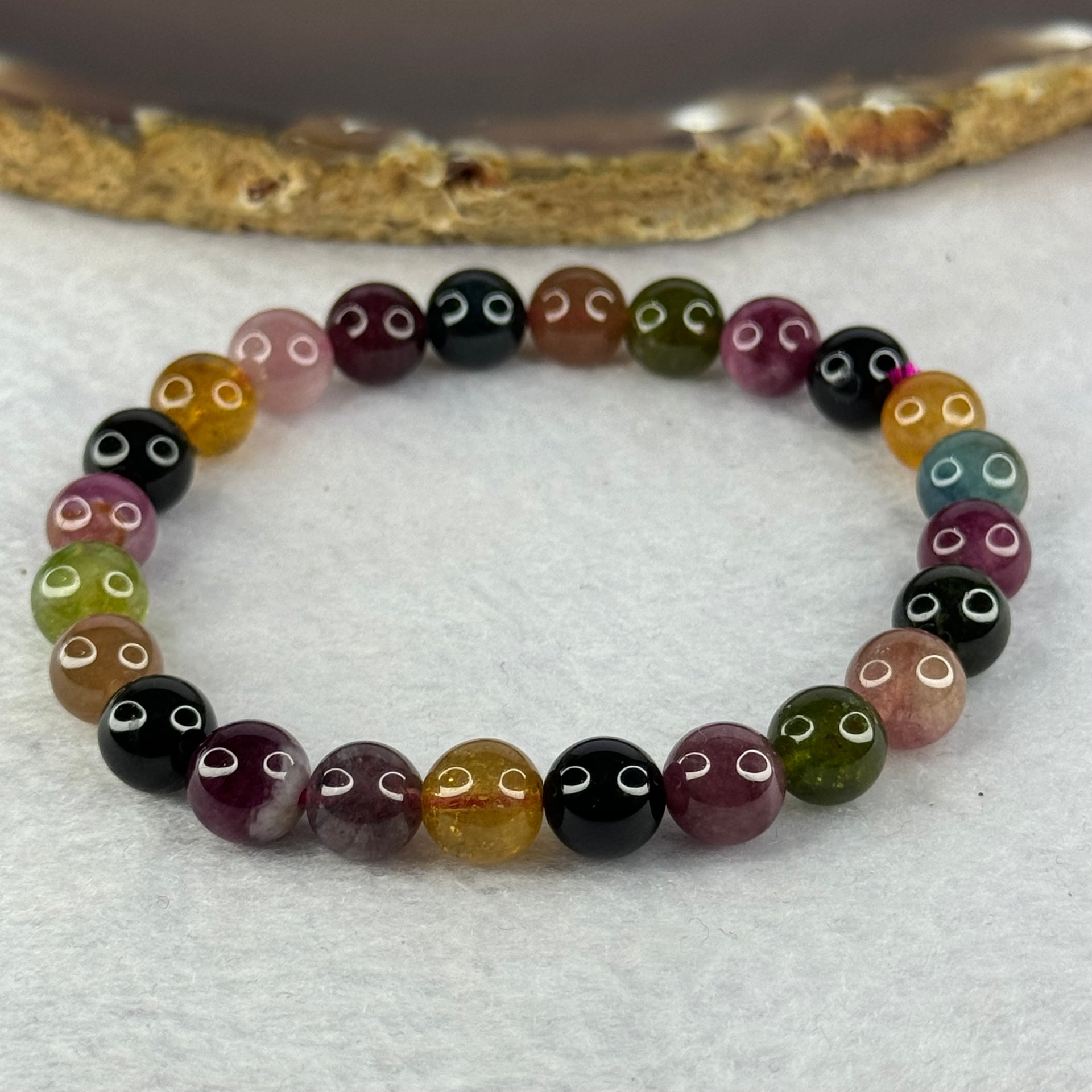 Good Grade Natural Tourmaline Beads Bracelet 好的天然碧玺珠手链 17.49g 15.5cm 7.9mm 24 Beads - Huangs Jadeite and Jewelry Pte Ltd