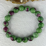 Natural Emerald And Ruby Zoisite Beads Bracelet 43.48g 17cm 11.3mm 18 Beads - Huangs Jadeite and Jewelry Pte Ltd