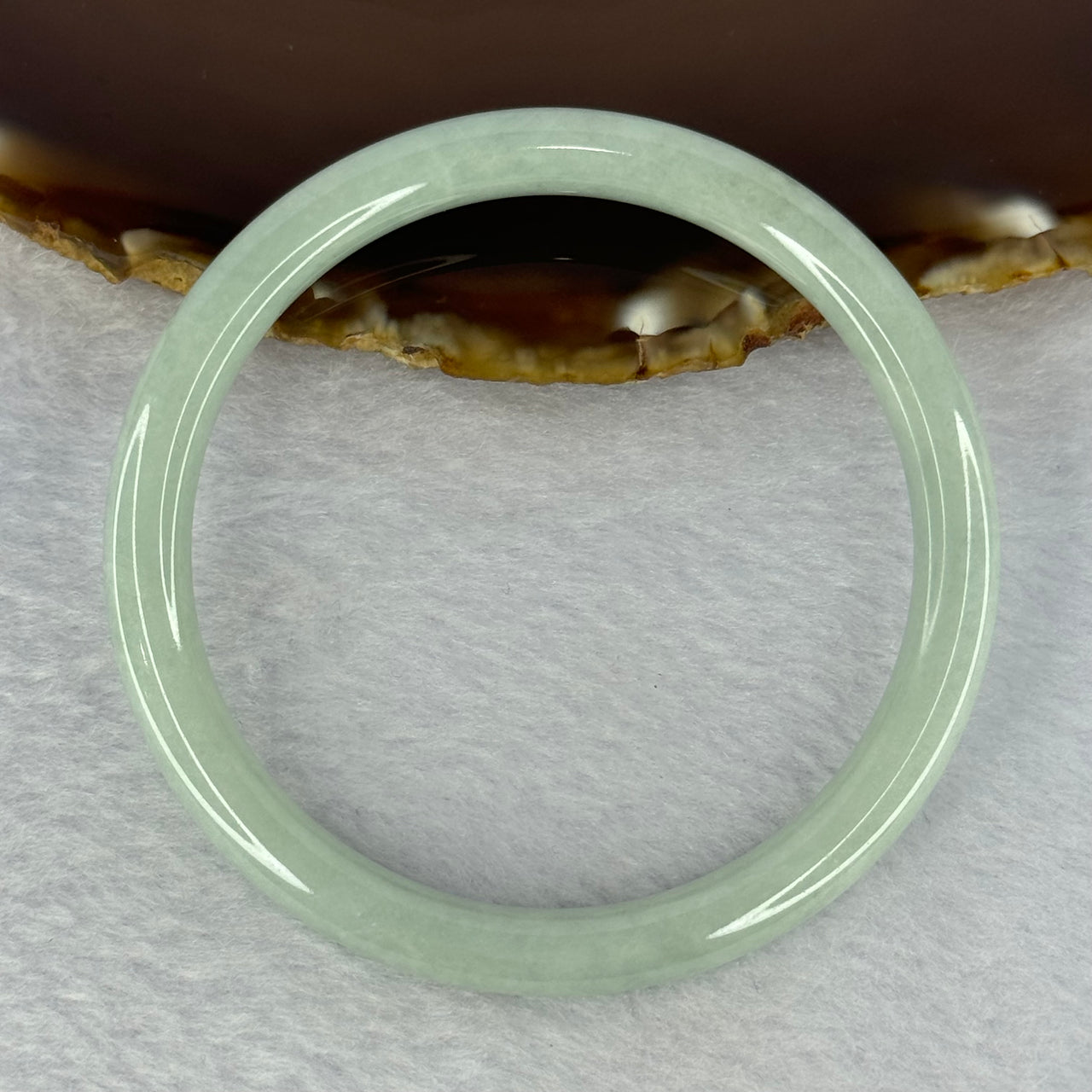 Type A Light Green Jadeite Bangle 26.91g Internal Diameter 57.9mm 7.3 by 7.3mm (Internal Line)