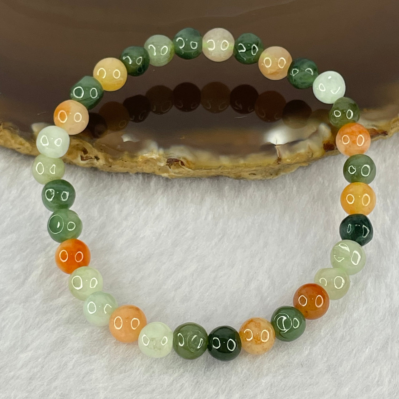 Type A Mixed Color Jadeite Beads Bracelet 9.41g 14.5cm 6.1mm 32 Beads