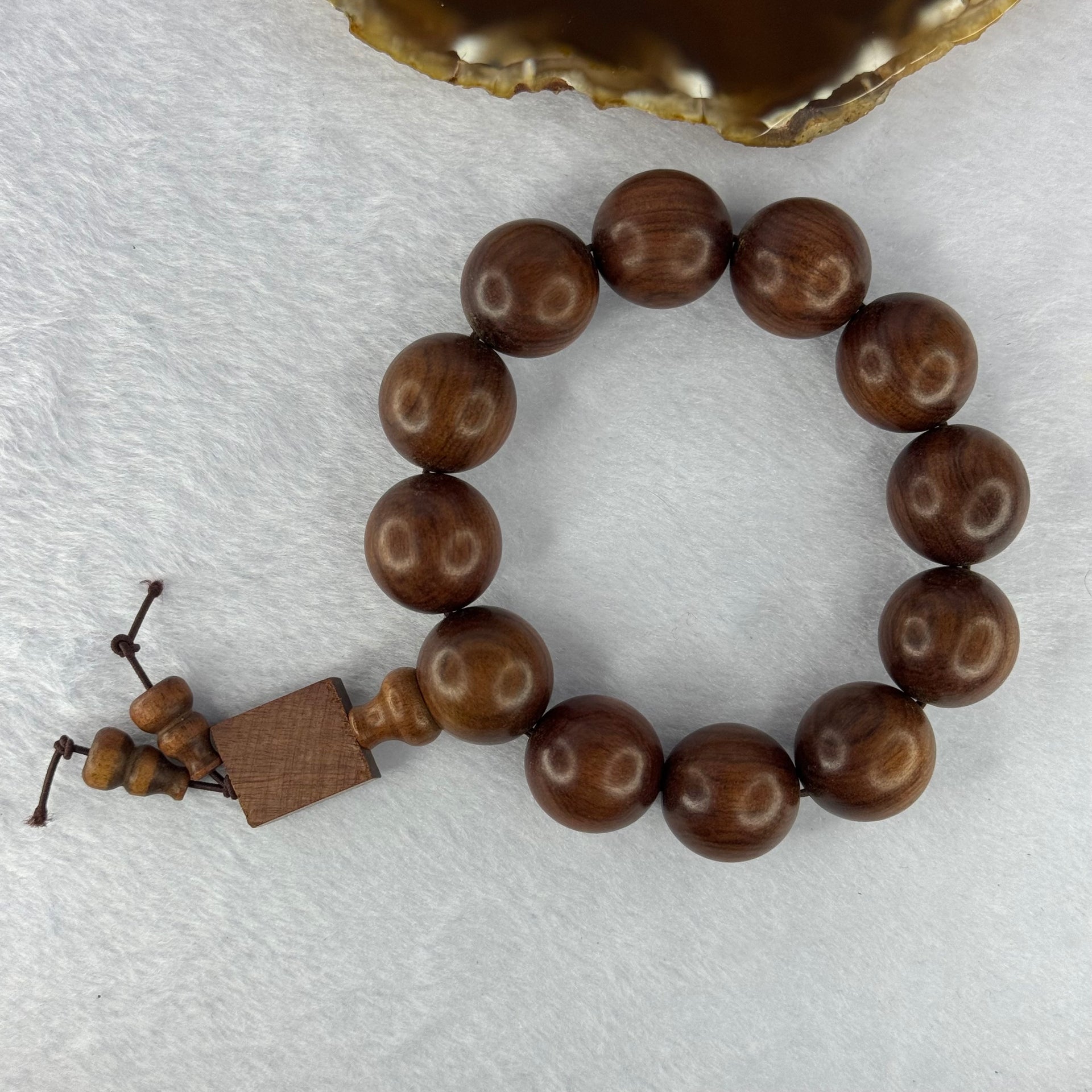 Natural Dalbergia Rosewood Beads Bracelet 大叶黄花梨精雕民族风个性佛珠手串 70.24g 20.5cm 19.8mm 12 Beads - Huangs Jadeite and Jewelry Pte Ltd