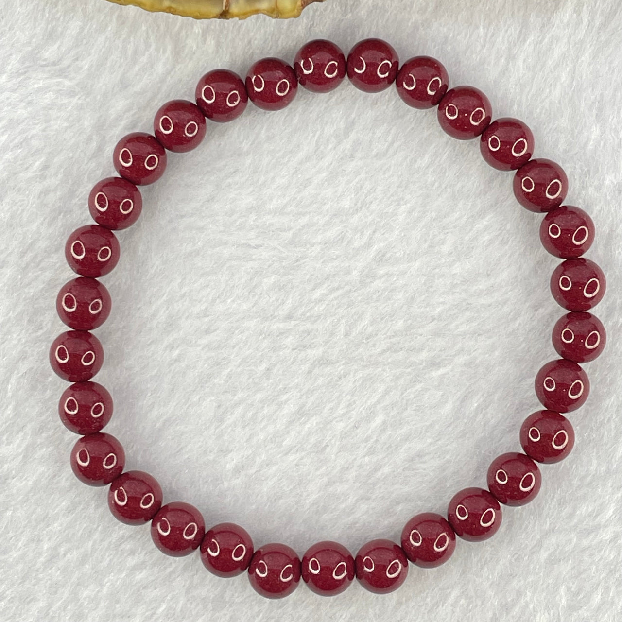 Natural Blood Red Cinnabar Beads Bracelet 13.90g 16cm 6.3mm 30 Beads