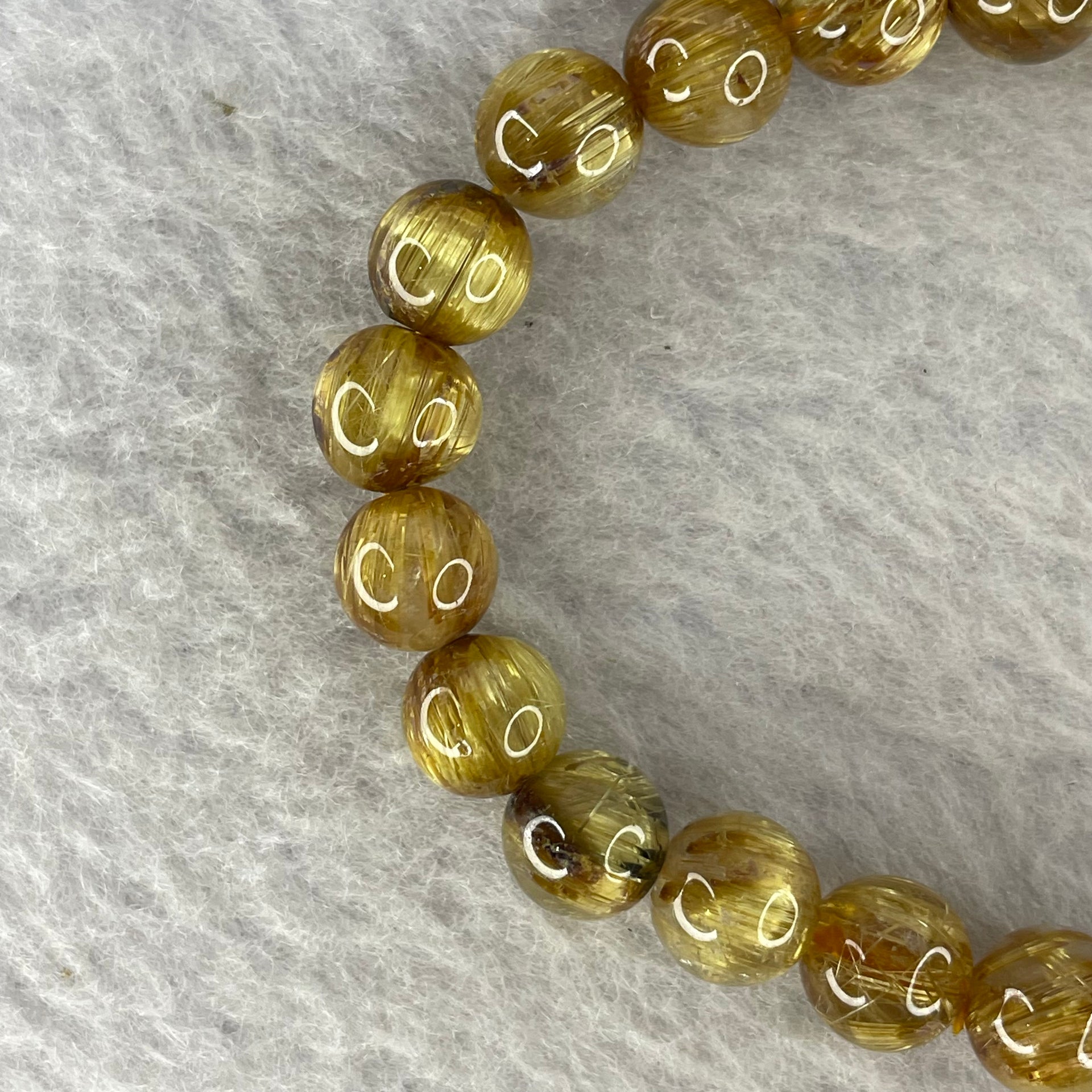 High Quality Natural Golden Rutilated Quartz Bracelet 顺发金手链 16.37g 7.8 mm 24 Beads - Huangs Jadeite and Jewelry Pte Ltd