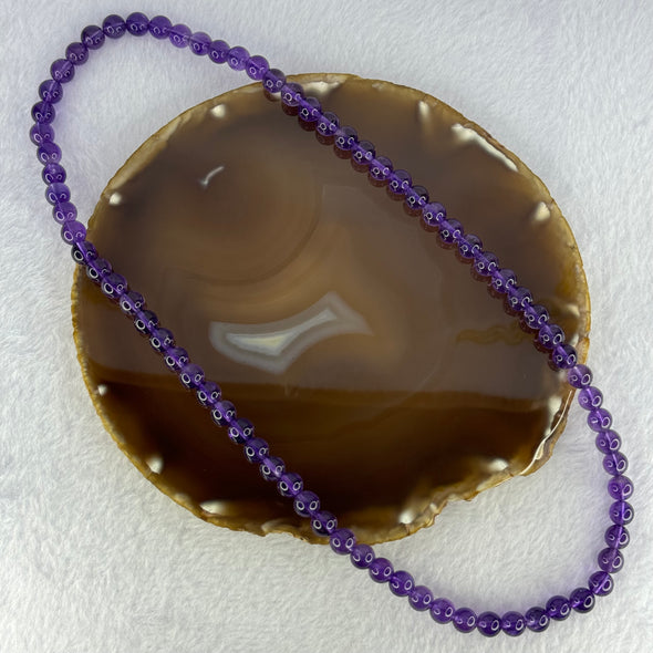 Good Grade Natural Amethyst Necklace 46.64g 53cm 7.8mm 75 Beads