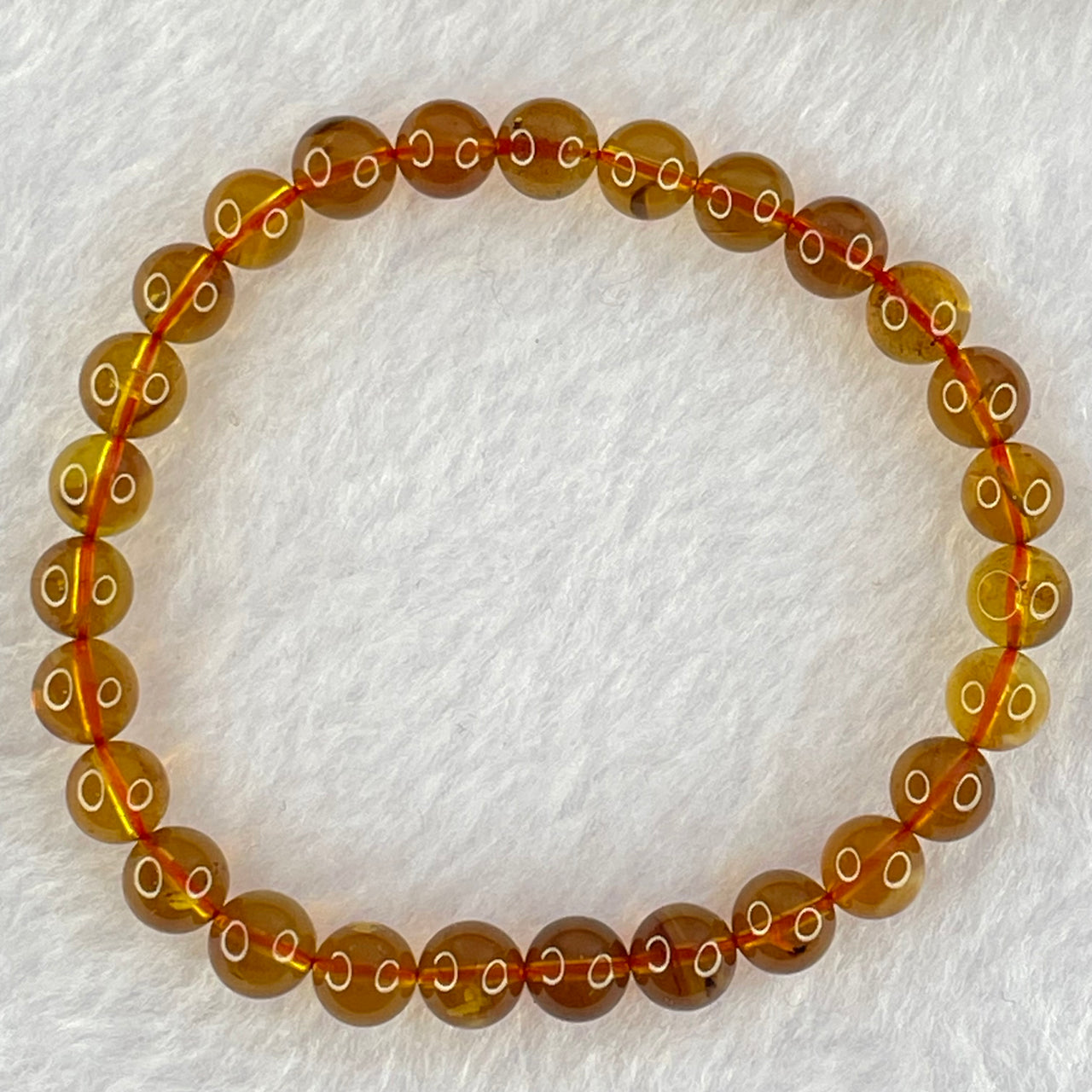 Natural Purple Amber Beads Bracelet 天然紫蜜琥珀手链 3.24g 14cm 6.2mm 27 Beads