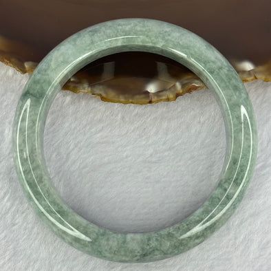 Type A Blueish Green with White Spots Jadeite Bangle 72.39g 13.4 by 9.6mm Inner Diameter 59.8mm (Very Slight External Rough)