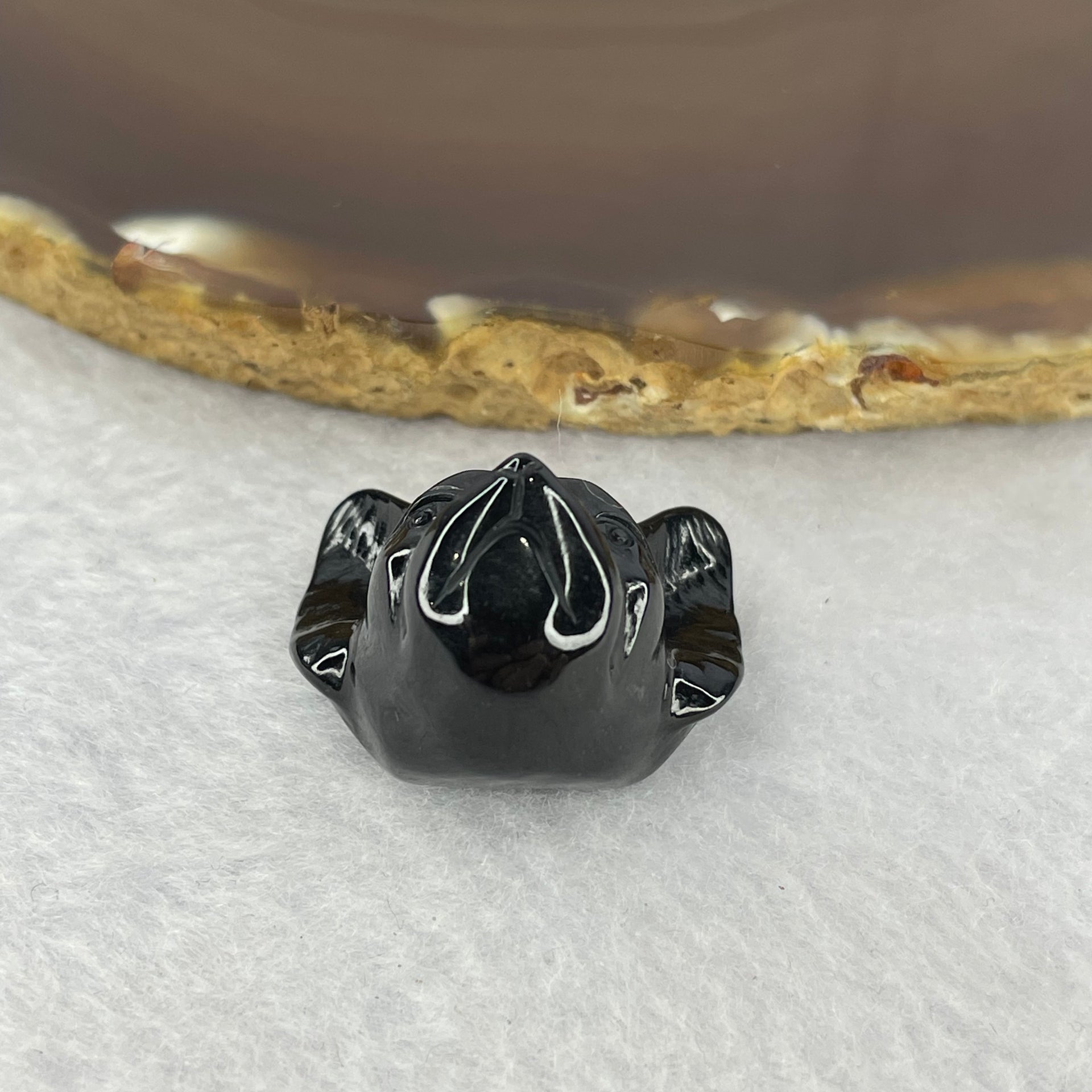 Type A Opaque Black Omphasite Dog Pendant / Charm A货墨翠狗牌 10.94g 20.3 by 19.7 by 24.3 mm - Huangs Jadeite and Jewelry Pte Ltd