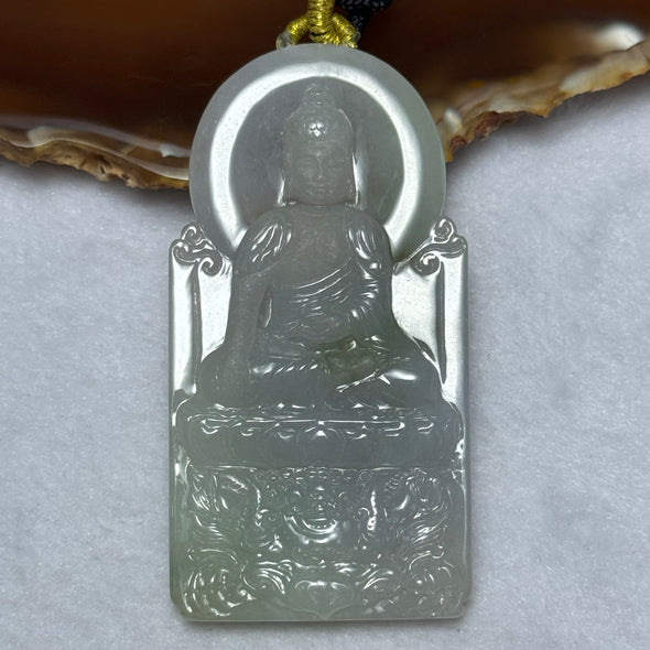 Type A Lavender Green Brown Jadeite Buddha Pendent 44.87g 68.6 by 35.6 by 8.6mm - Huangs Jadeite and Jewelry Pte Ltd