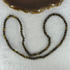 Natural Dark Brown Flower Amber Beads Elastic Necklace 8.02g 50cm 5.4mm 105 Beads