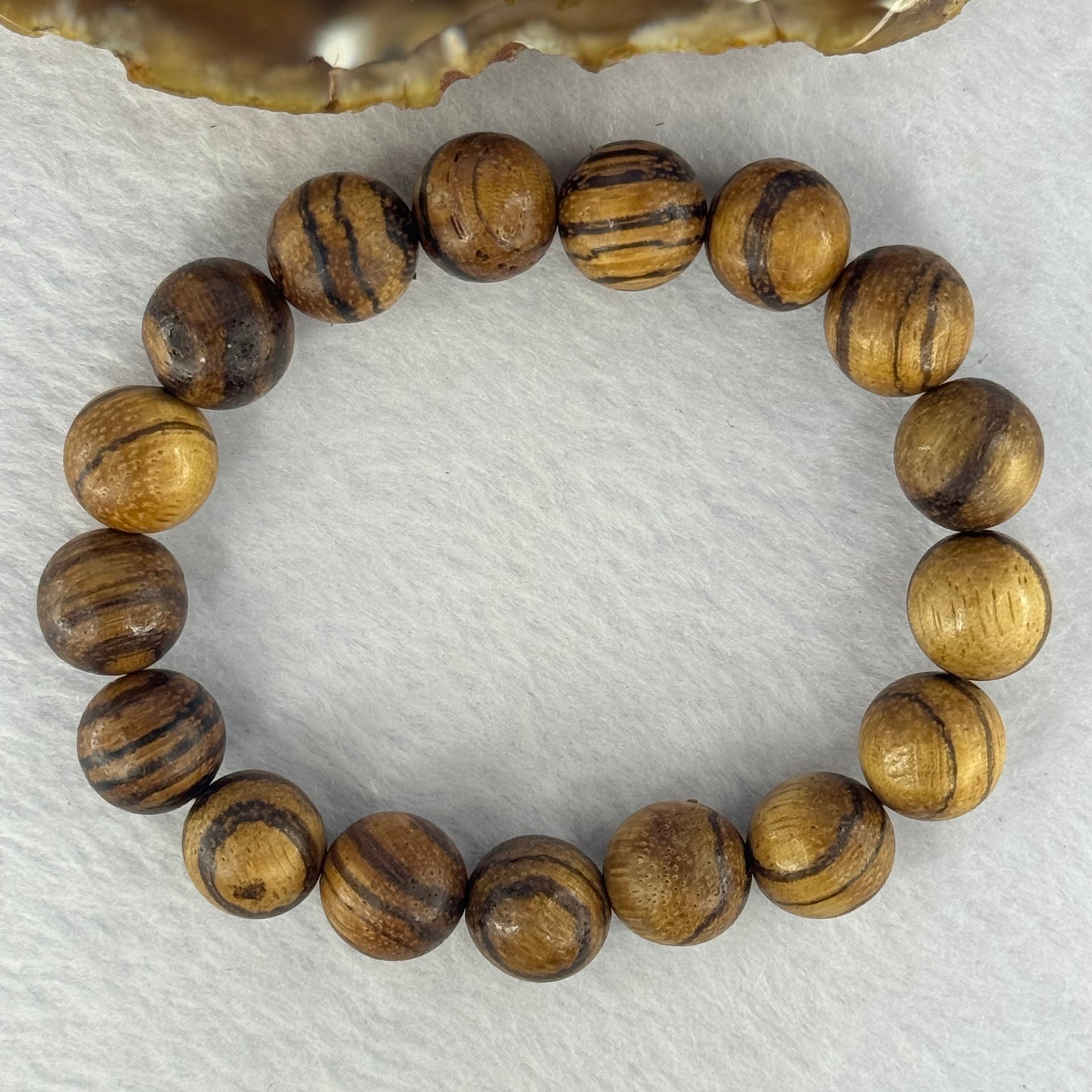 Natural Agarwood Beads Bracelet (Almost no Smell) 沉香木手链11.92g 18cm 12.3mm 17 Beads - Huangs Jadeite and Jewelry Pte Ltd