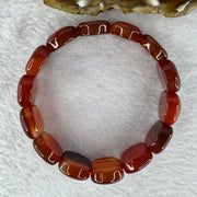 Natural Carnelian Agate Bracelet 天然红玉髓玛瑙手链 for Balancing Mind Body Spirit, Removes Negativity, Restores Hope and Enthusiasm 55.68g 18cm 19.9 by 14.9 by 8.0mm 14 pcs - Huangs Jadeite and Jewelry Pte Ltd