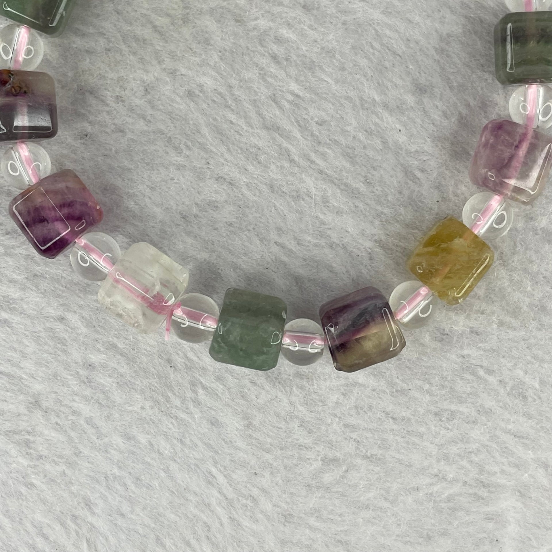 Natural Green and Purple Fluorite Beads Bracelet 28.48g 8.5mm 14pcs - Huangs Jadeite and Jewelry Pte Ltd