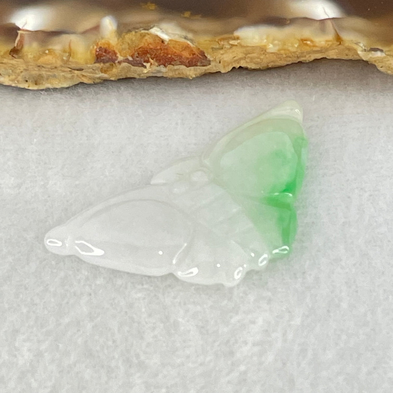 Type A Faint Lavender with Green Patches Jadeite Butterfly Charm/Pendant 3.38g 34.7 by 17.8 by 3.3mm