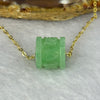 Type A Apple Green Jadeite Lulu Tong Charm in S925 Sliver Gold Colour Necklace 4.80g 12.2 by 13.3mm - Huangs Jadeite and Jewelry Pte Ltd