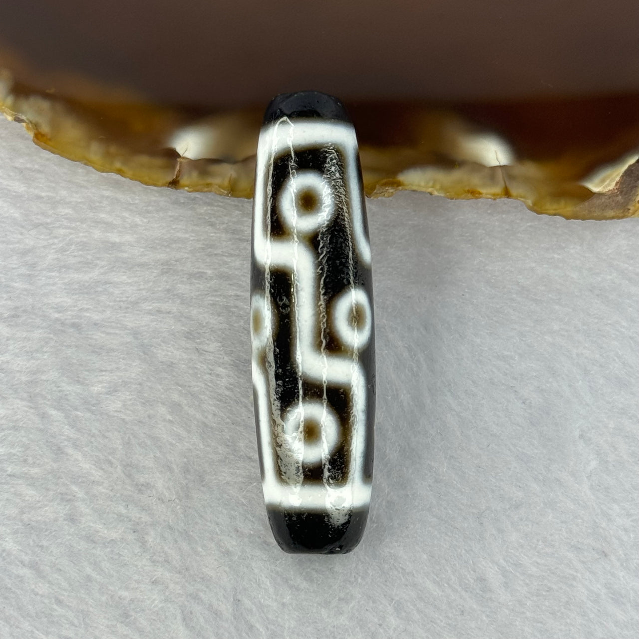 Natural Powerful Tibetan Old Oily Agate 9 Eyes Dzi Bead Heavenly Master (Tian Zhu) 九眼天诛 13.09g 48.9 by 13.0mm - Huangs Jadeite and Jewelry Pte Ltd