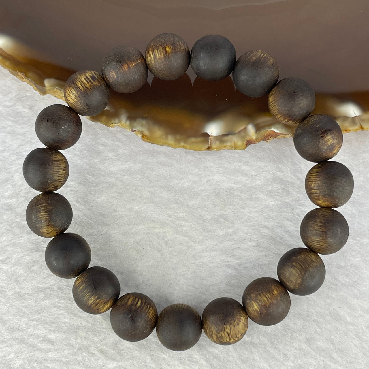 Natural Hainan Wild Old Agarwood Bracelet (Floating) 天然海南野生老树沉香手链 9.63g 17cm 10.9mm 19 Beads - Huangs Jadeite and Jewelry Pte Ltd