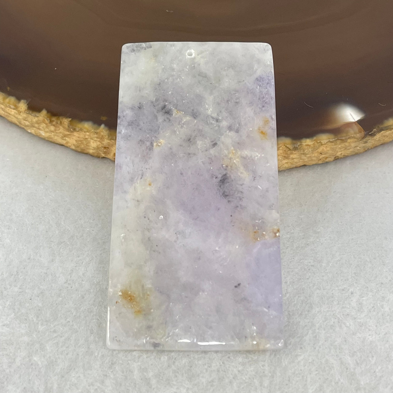 Type A Lavender Green Yellow  Jadeite Rectangle Wu Shi Pai Pendant 16.22g 51.7 by 27.2 by 3.8mm