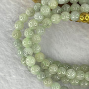 Type A Semi Icy Green with Wuji Grey Piao Hua Beads Necklace 123 Beads 5.6mm 32.67g - Huangs Jadeite and Jewelry Pte Ltd