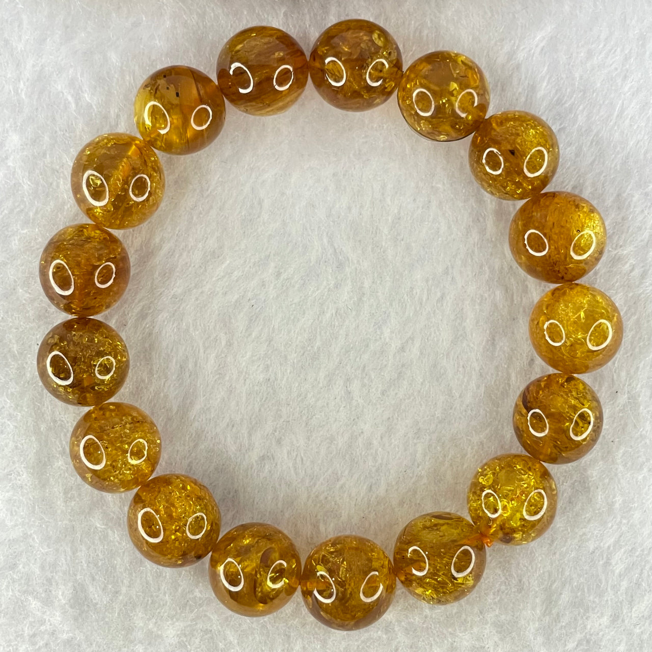 Natural Golden Purple Amber Beads Bracelet 天然黄金紫蜜琥珀手链 16.66g 18cm 12.6mm 17 Beads