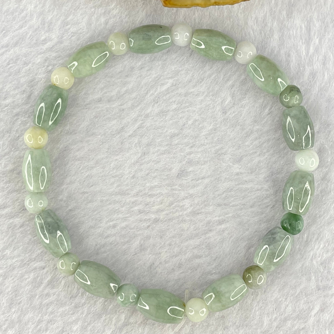 Type A Light Blueish Green Jadeite Beads and Lulu Tong Bracelet 10.49g 15cm 6.4 by 8.8mm 13 Beads