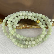 Type A Semi Icy Green with Wuji Grey Piao Hua Beads Necklace 104 Beads 5.5mm 32.18g - Huangs Jadeite and Jewelry Pte Ltd