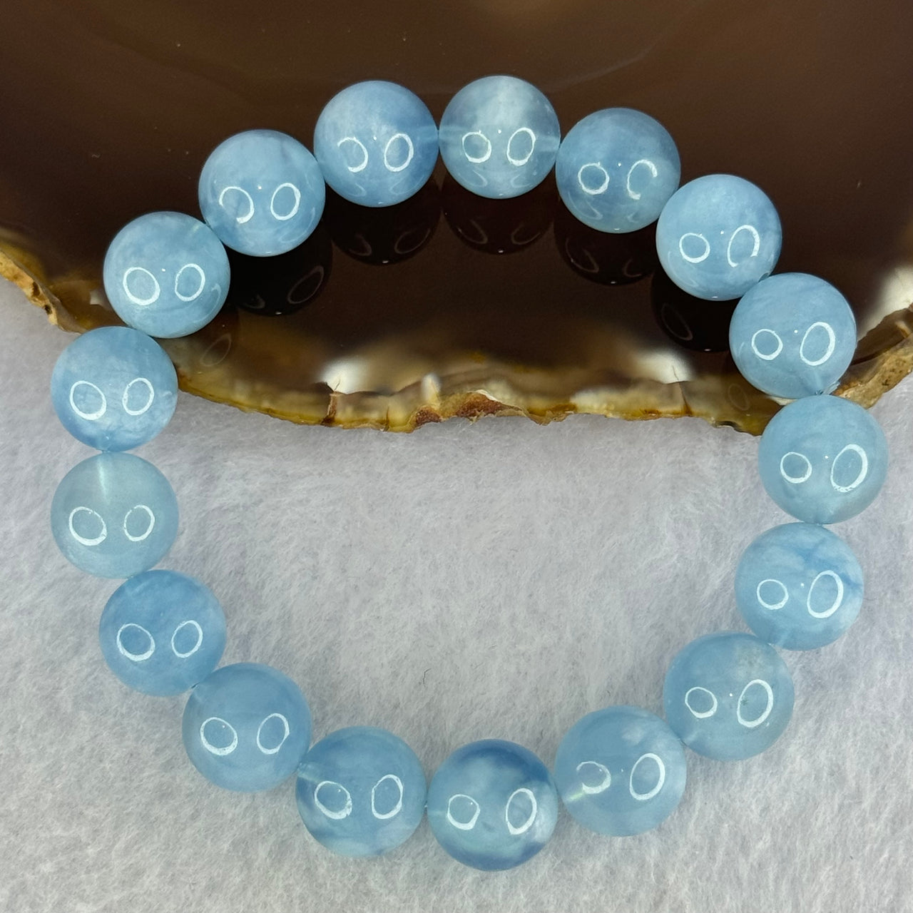 Natural Aquamarine Beads Bracelet 47.55g 19cm 12.8mm 17 Beads