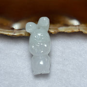 Type A Faint Lavender Green Jadeite Rabbit Pendant 8.33g 30.3 by 12.2 by 11.9mm - Huangs Jadeite and Jewelry Pte Ltd