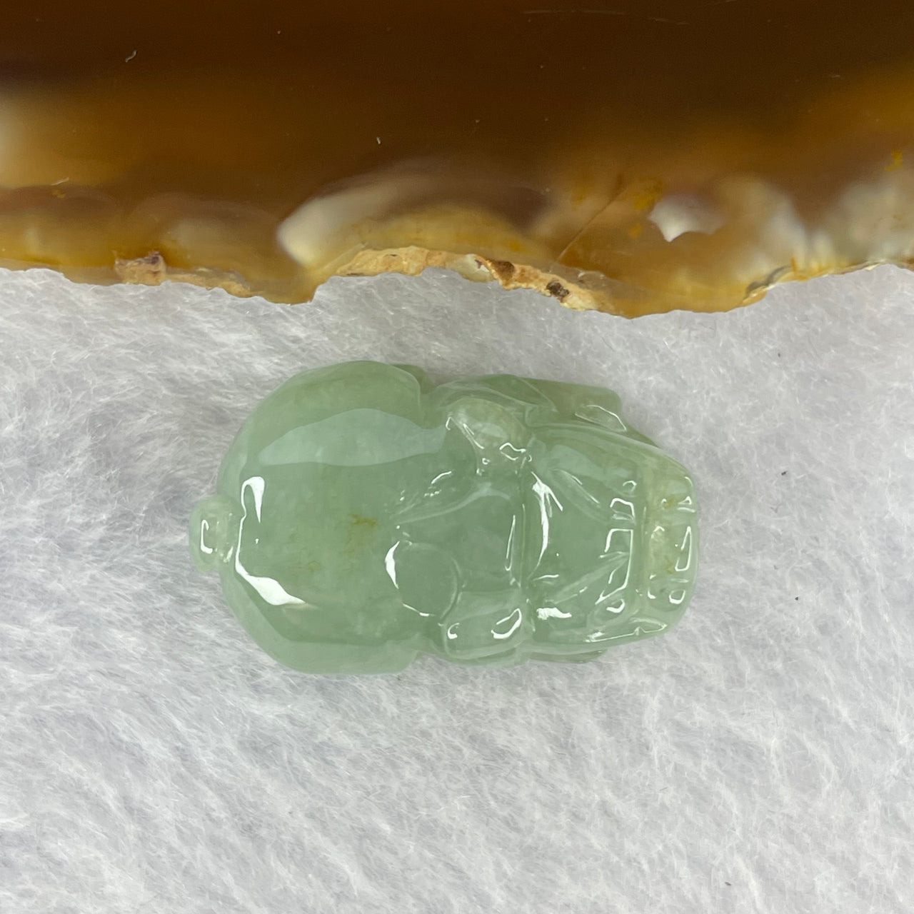 Type A Jelly Green Jadeite Pixiu Pendent A货绿色翡翠貔貅牌 7.76g 23.8 by 14.8 by 10.5 mm - Huangs Jadeite and Jewelry Pte Ltd