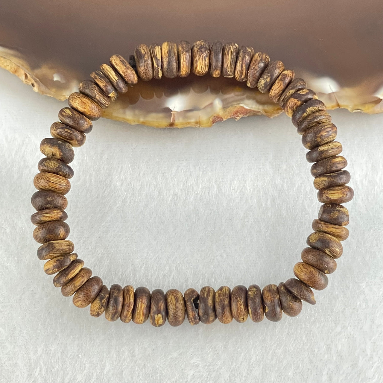 Natural Agarwood Beads Bracelet 5.01g 15cm 7.9mm 57 Beads (Almost no scent)