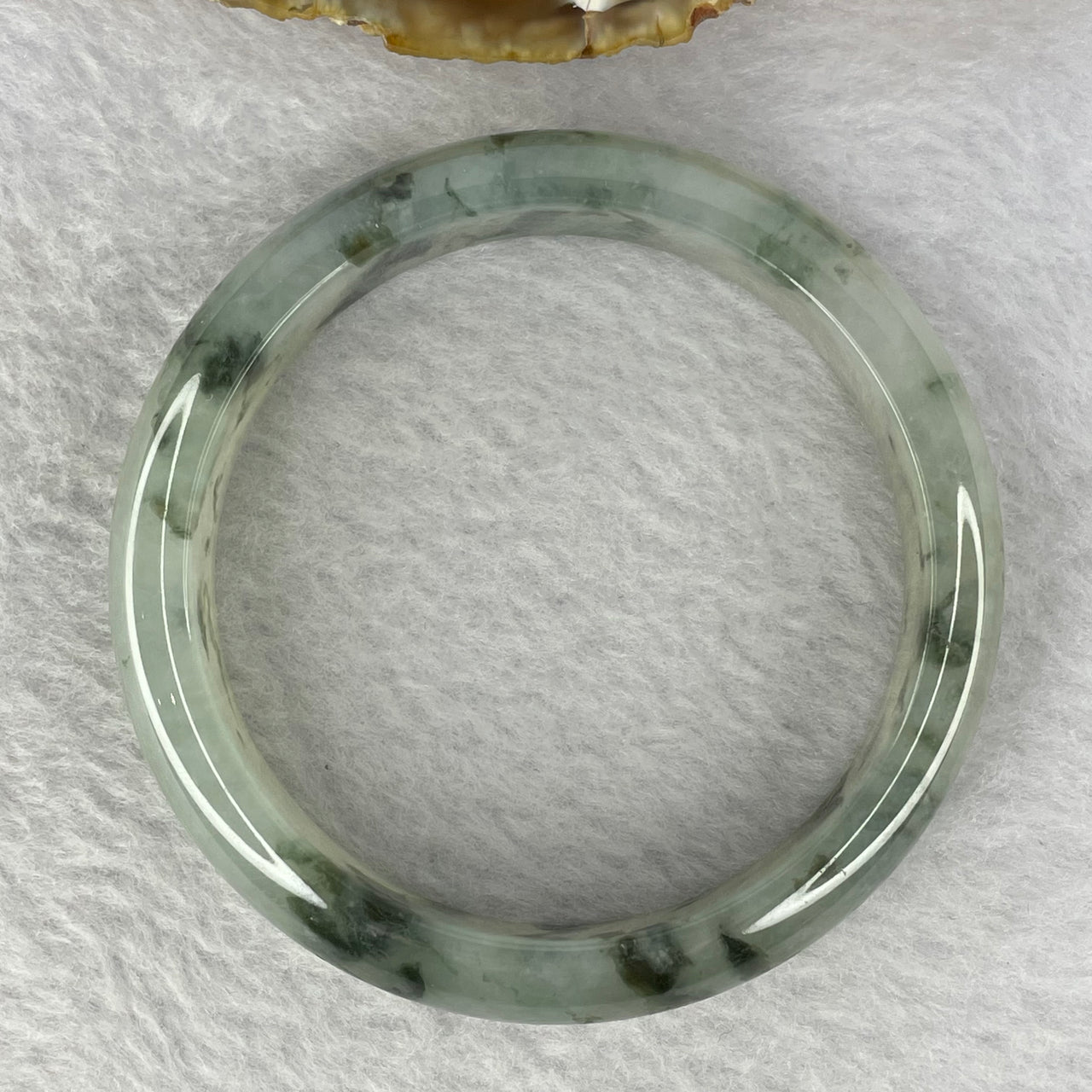 Rare Type A Semi Icy Light Green with Blueish Green Piao Hua Flora 55.53g Inner Diameter 58.3mm 13.9 by 7.6mm - Huangs Jadeite and Jewelry Pte Ltd