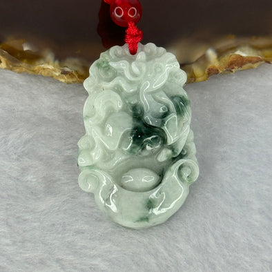 Type A Blueish Green with Blueish Green Piao Hua Jadeite Horse Pendent 9.56g 34.7 by 22.8 by 5.6mm