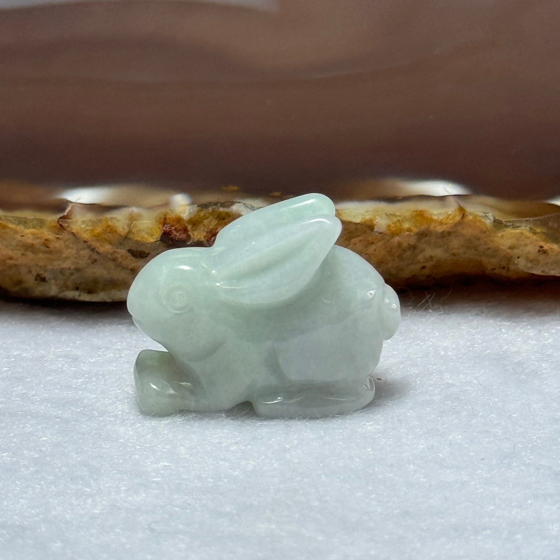 Type A Lavender Green Jadeite Rabbit Pendant 7.38g 23.5 by 9.7 by 18.1mm - Huangs Jadeite and Jewelry Pte Ltd