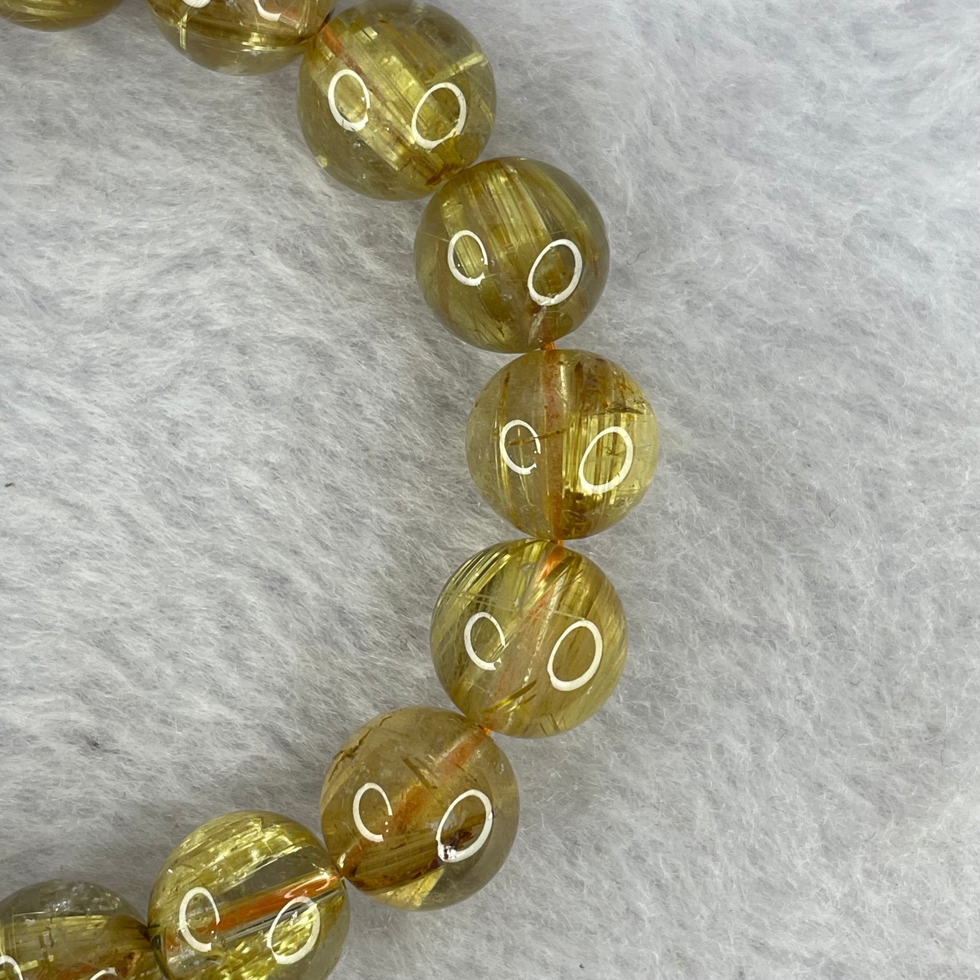 Good Grade Natural Golden Rutilated Quartz Beads Bracelet 天然金发晶珠手链 32.96g 16cm 11.2 mm 17 Beads - Huangs Jadeite and Jewelry Pte Ltd