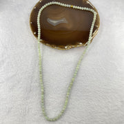 Type A Semi Icy Green with Wuji Grey Piao Hua Beads Necklace 123 Beads 5.5mm 32.49g - Huangs Jadeite and Jewelry Pte Ltd