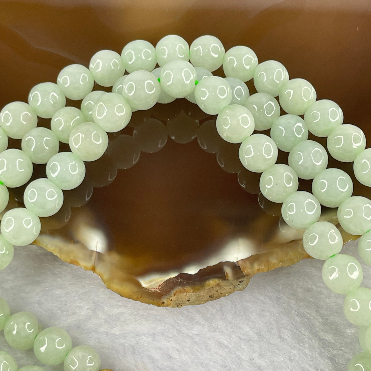 Type A Light Green Jadeite 108 beads necklace 57.18g 6.9mm - Huangs Jadeite and Jewelry Pte Ltd