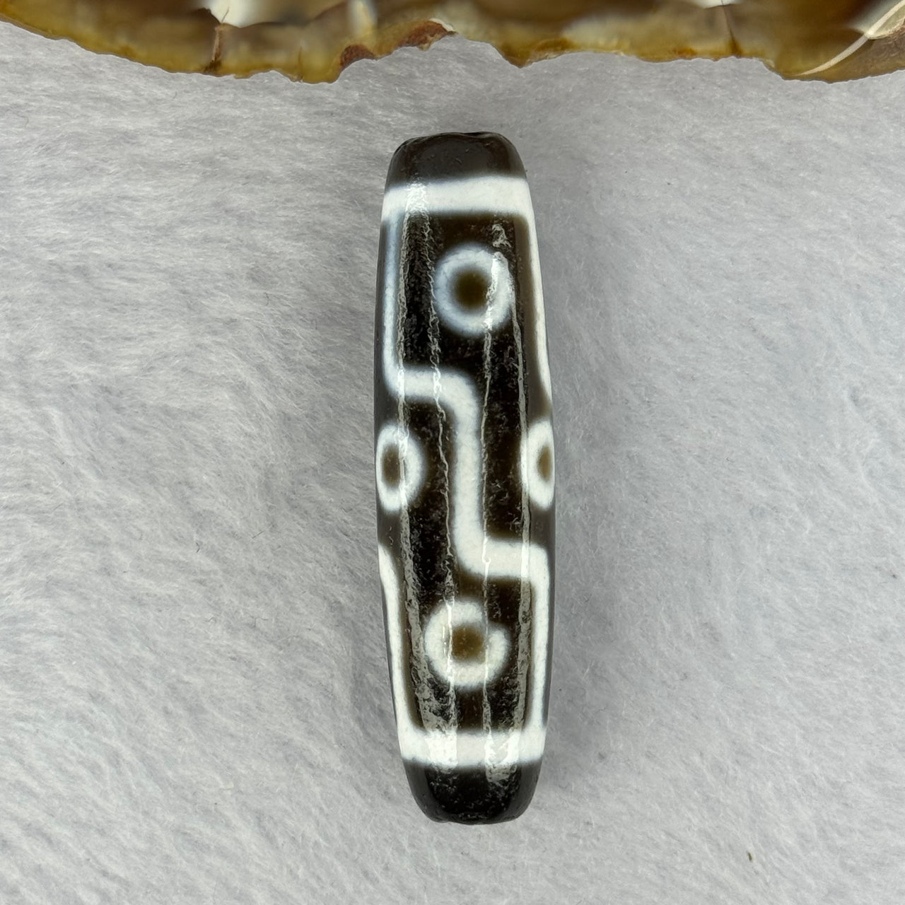 Natural Powerful Tibetan Old Oily Agate 9 Eyes Dzi Bead Heavenly Master (Tian Zhu) 九眼天诛 12.81g 48.8 by 12.9mm - Huangs Jadeite and Jewelry Pte Ltd