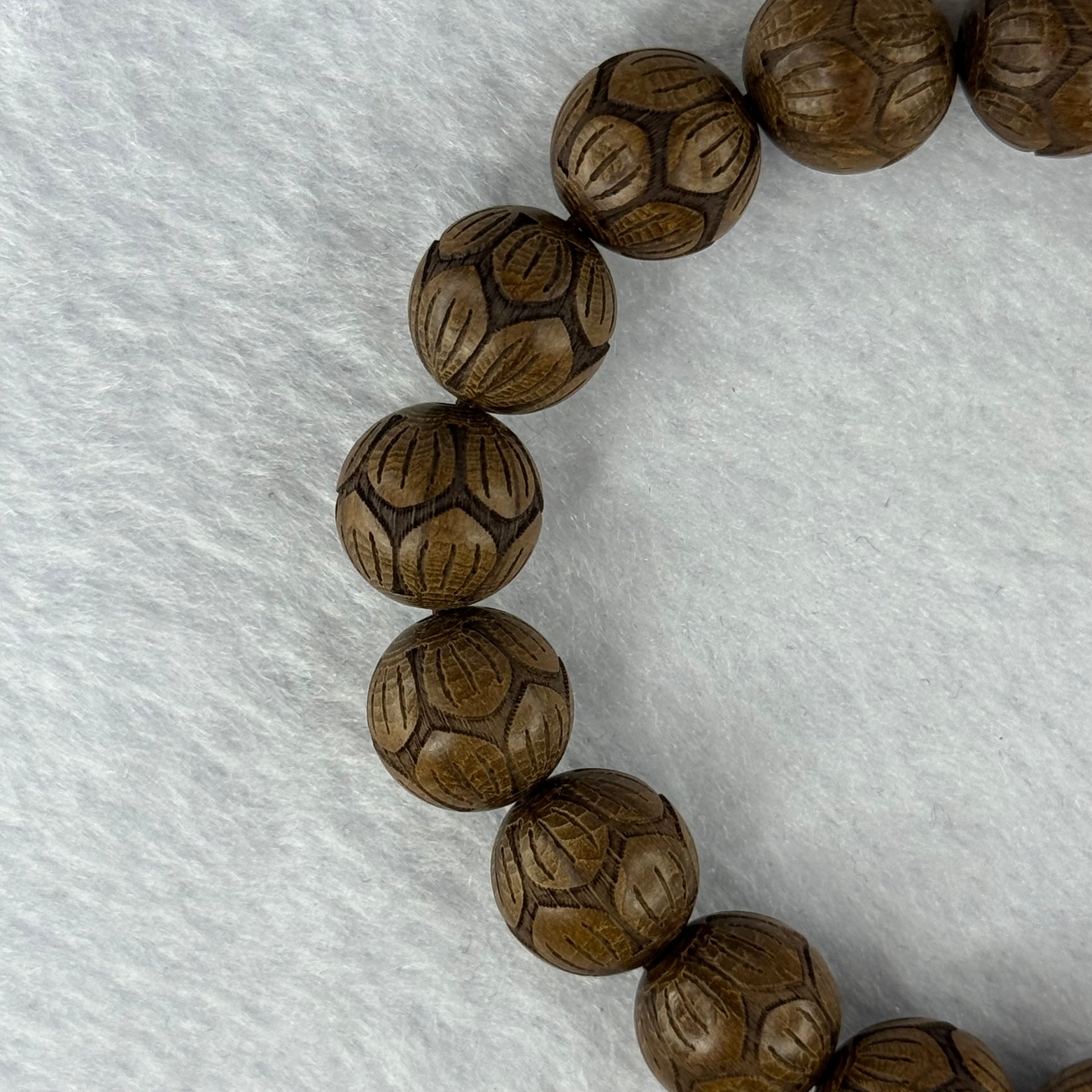 Natural Six Way Wooden Beads Flower Carvings Bracelets 天然六道木花开富贵手链 16.60g 18.5mm 12.6mm 17 Beads - Huangs Jadeite and Jewelry Pte Ltd