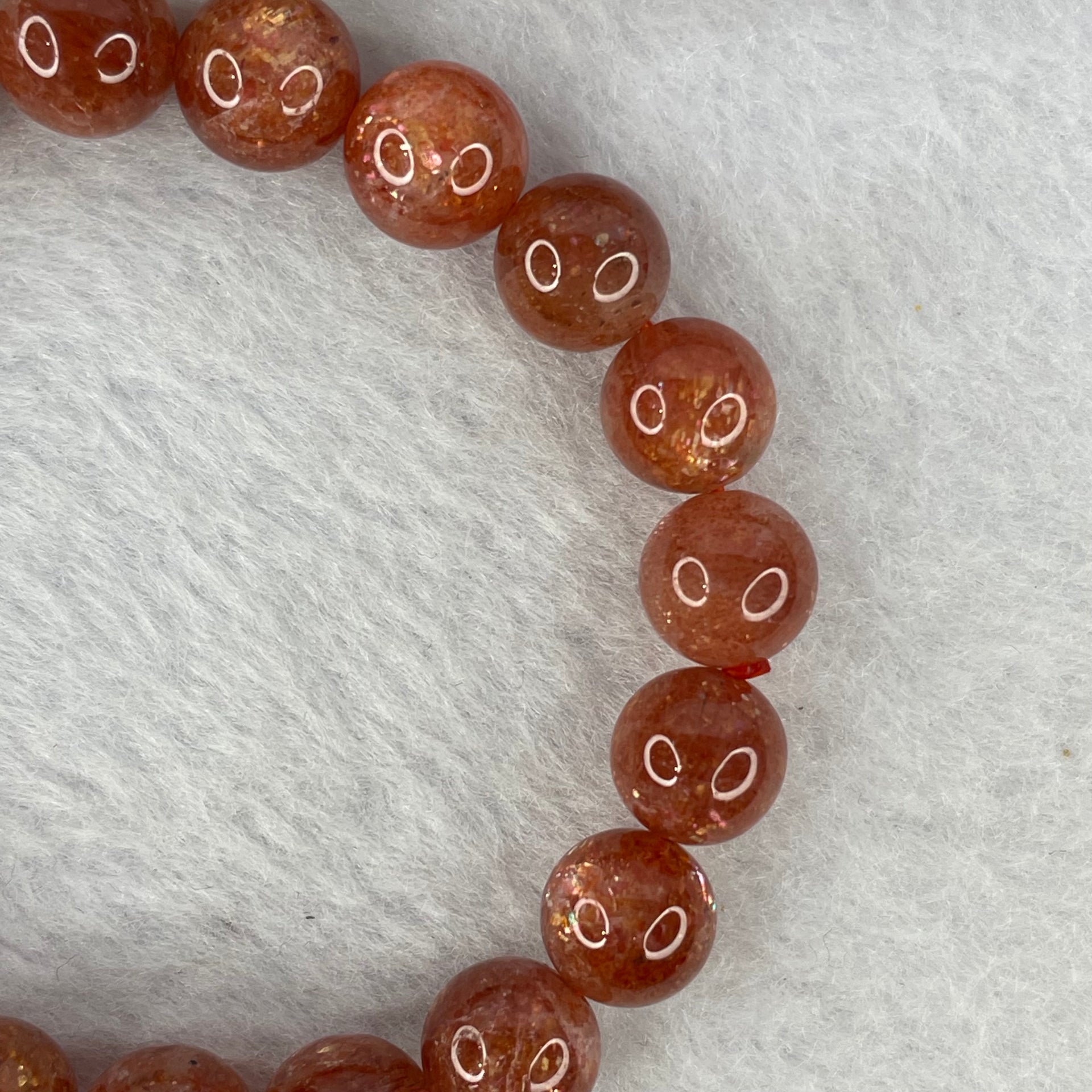 Good Grade Natural Sunstone, Heliolite and Aventurine Feldapar Beads Bracelet 天然金太阳日光石珠手链 24.65g 16cm 9.9 mm 20 Beads - Huangs Jadeite and Jewelry Pte Ltd