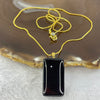 Natural Dark Red Blood Amber 18K Gold Pendent in Gold Color Necklace 3.31g 28.9 by 16.0 by 8.4mm