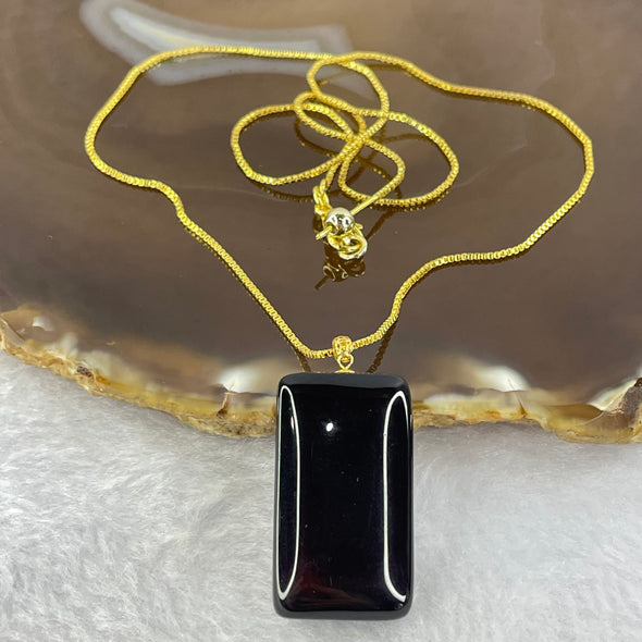 Natural Dark Red Blood Amber 18K Gold Pendent in Gold Color Necklace 3.31g 28.9 by 16.0 by 8.4mm