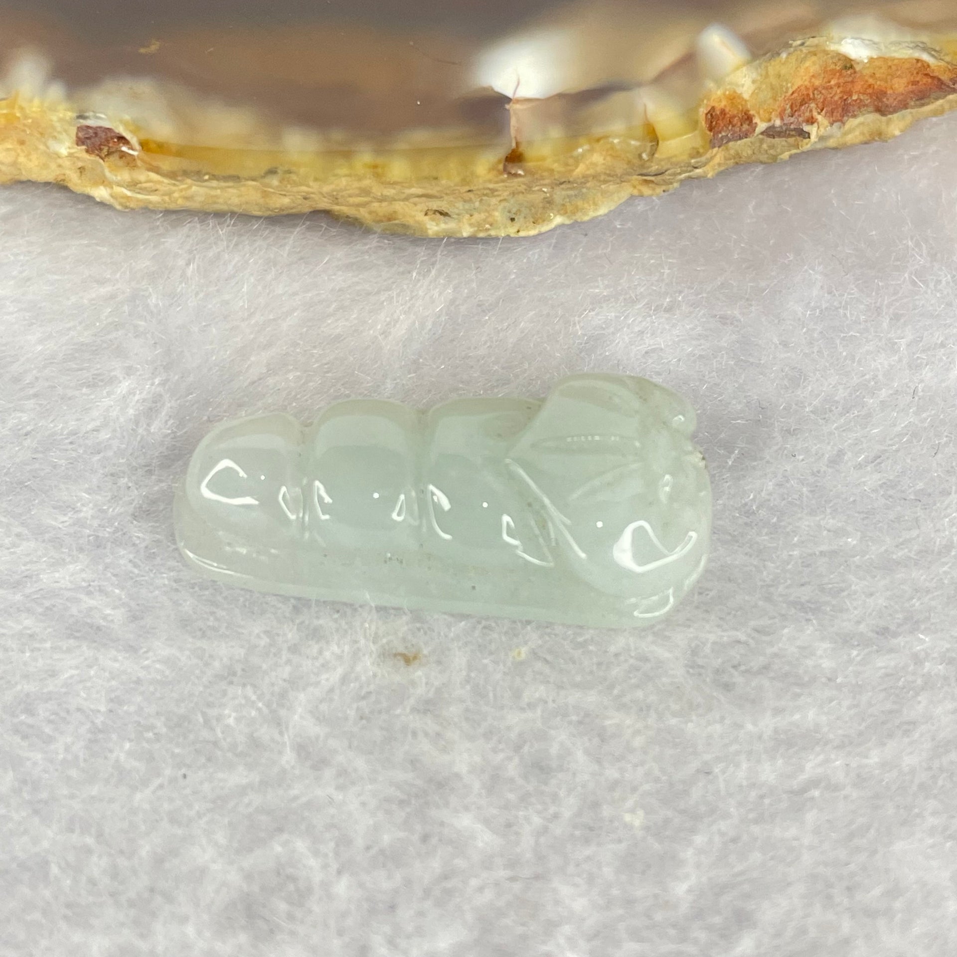 Type A Green Pea Pod Jadeite 2.85g 11.5 by 23.7 by 5.7mm - Huangs Jadeite and Jewelry Pte Ltd