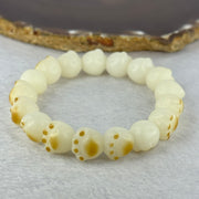 Natural White Color Bodhi Beads in Paw Bracelet 19.88g 16cm 12.2mm 17 Beads - Huangs Jadeite and Jewelry Pte Ltd