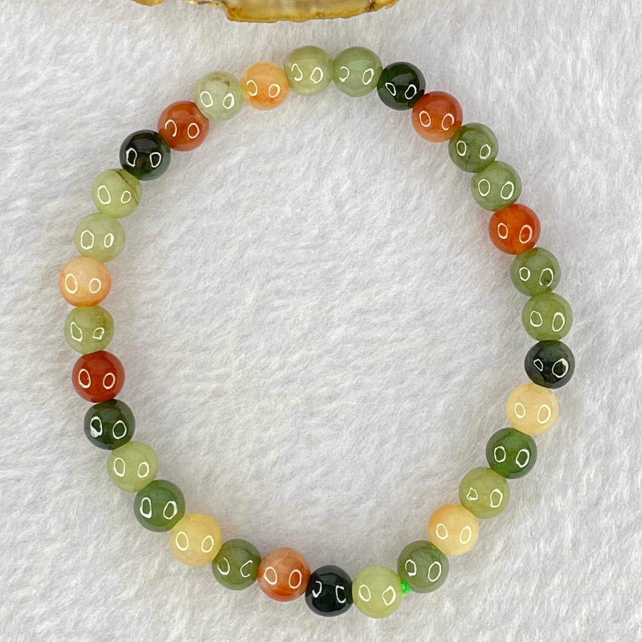 Type A Mixed Color Jadeite Beads Bracelet 10.24g 15cm 6.0mm 32 Beads