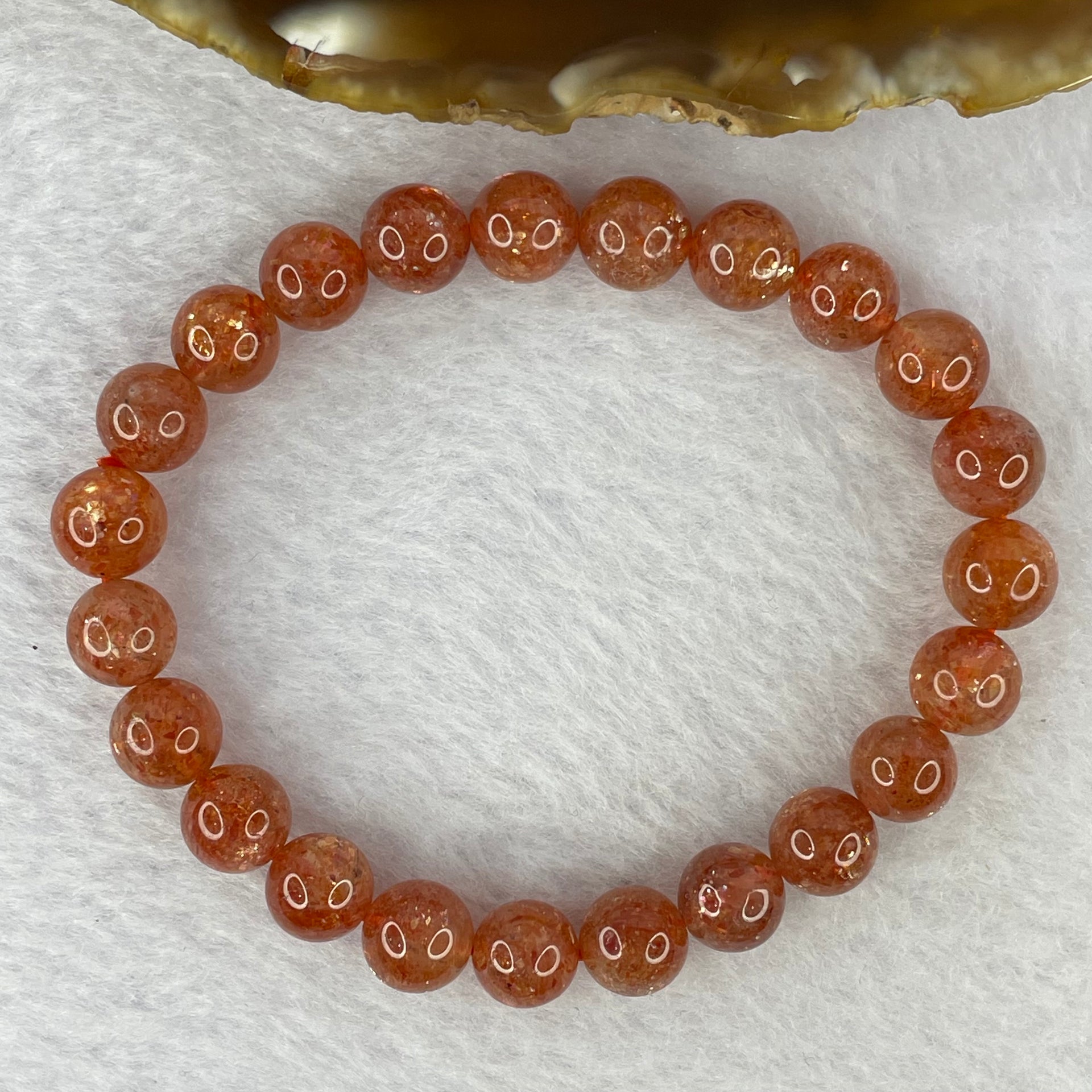 Good Grade Natural Sunstone, Heliolite and Aventurine Feldapar Beads Bracelet 天然金太阳日光石珠手链 16.90g 16cm 8.2 mm 23 Beads - Huangs Jadeite and Jewelry Pte Ltd